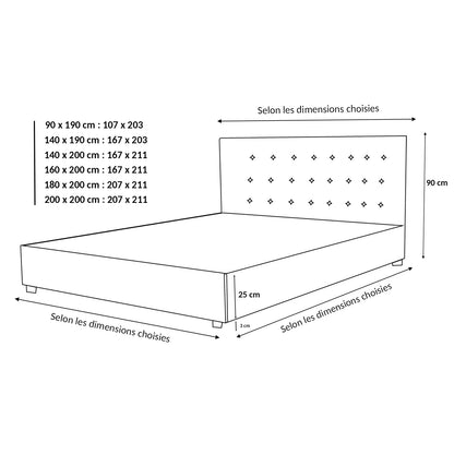 Lit Coffre VariLuxe innovant - Tête de lit interchangeable : Simili cuir et grand coffre