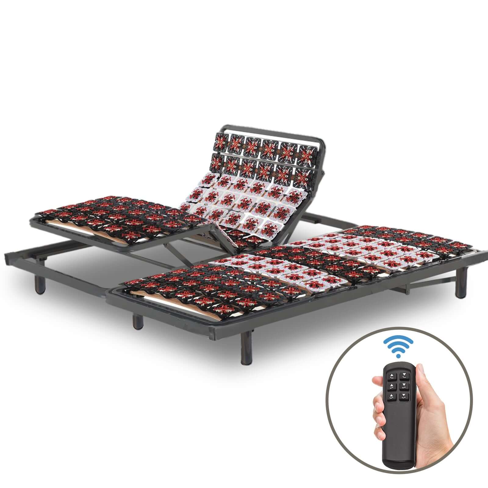 Lit Electrique orthopédique gris foncé Technoflex : Sommier et Matelas